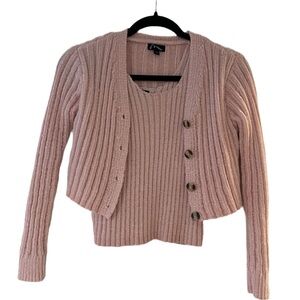 Pink Ribbed Sweater Set